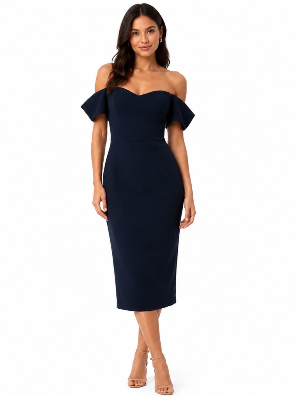 Dress the Population - Bailey Off-the-Shoulder Midi Dress.